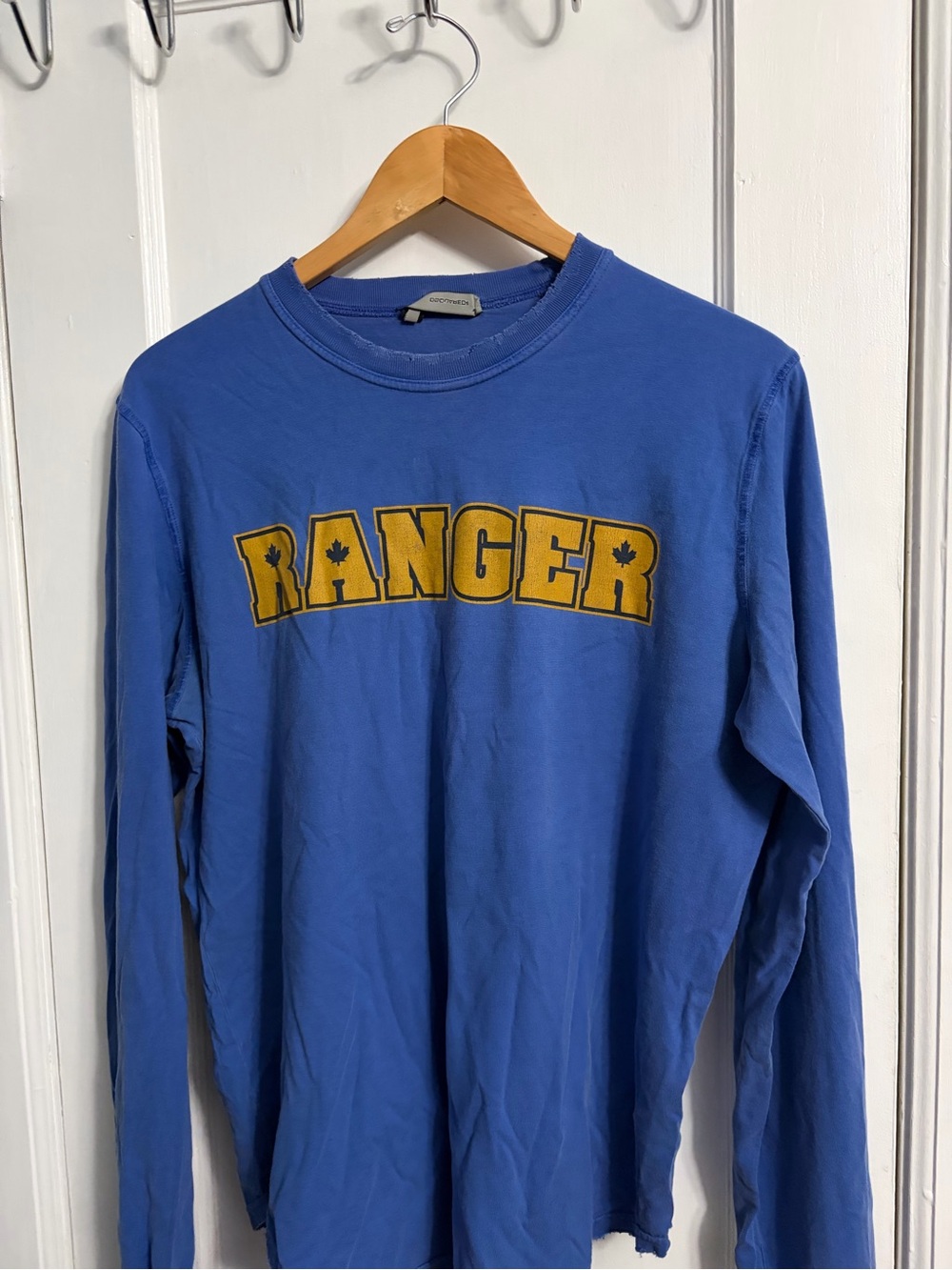 DSQUARED2 Vintage Blue Long-Sleeve Tee with Yellow 'RANGER' Graphic